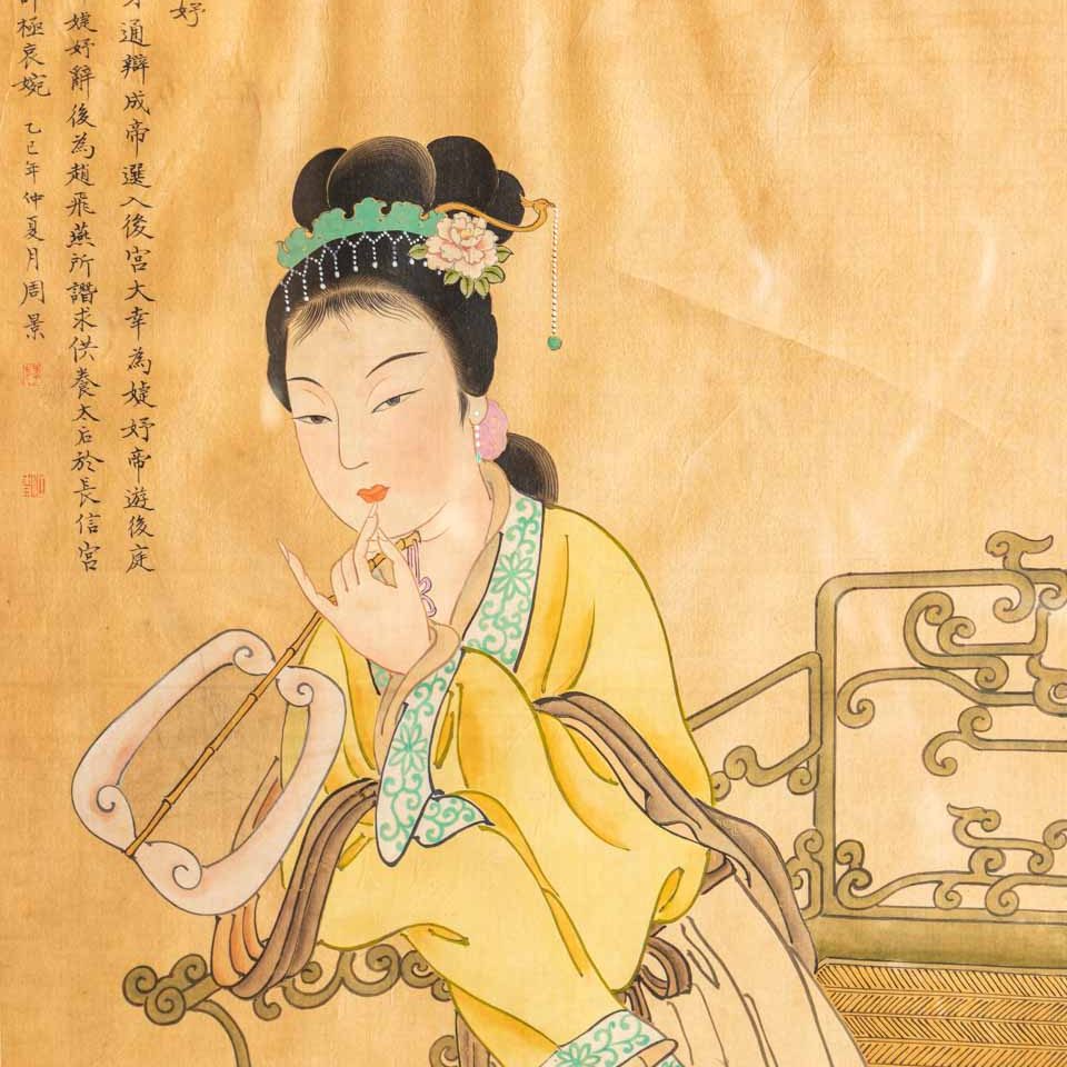 Coppia di Geishe dipinte su carta