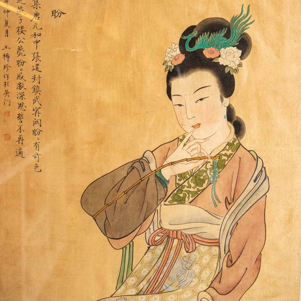 Coppia di Geishe dipinte su carta